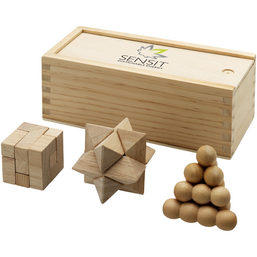 Brainiac 3-piece wooden brain teaser set